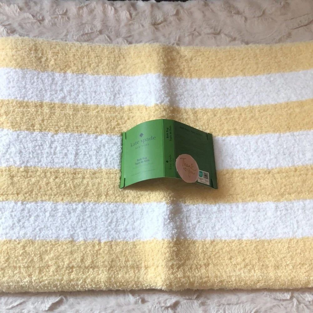 kate spade Yellow and White Striped Bath Rug